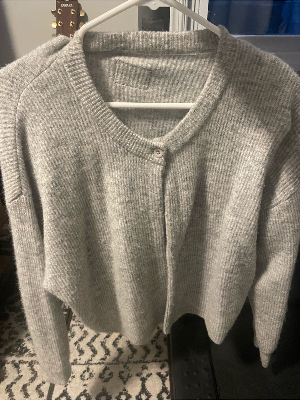 Daily Drills Light Gray Crewneck Button-Front Cardigan
